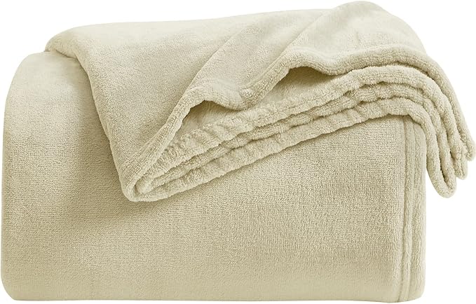 KMUSET Super Soft Throw Blanket Premium Silky Flannel Fleece Throw Size Beige by COZYBLANKETHappyHomeLife