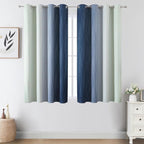 Estelar Textiler Navy Blue and Sage Green Blackout Curtains 54 Inch Length - Image 2