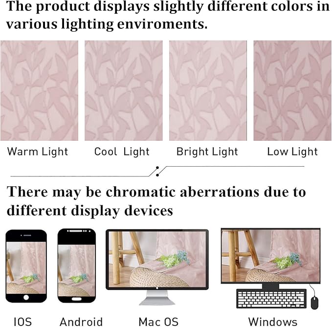Lecloud Leia 24 Inch Valance Pink Sheer Curtains Tiers - Image 4