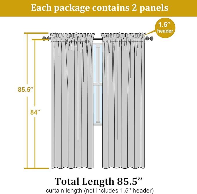 OWENIE Sheer Curtains 84 inch Length, Ivory Sheer Cutains 2 Panels Set - Image 4
