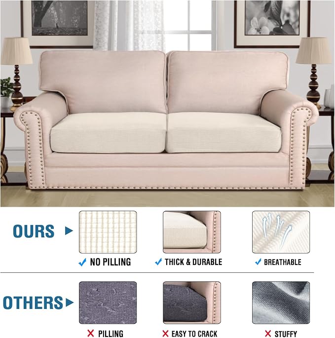 H.VERSAILTEX Super Stretch Individual Seat Cushion Covers Sofa Covers Couch - Image 2