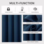 Joydeco Navy Blue Custom Solid Single Blackout Curtain - Image 4