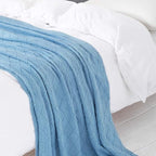 BOURINA Blue Throw Blanket 60x80 Inches Throw Textured Solid Soft Sofa Throw - Image 6