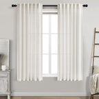 Cream Linen Curtains 63 Inches Long by Nanspring