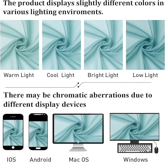 Lecloud Aqua Sheer Curtains for Living Room 78 Inches Long 2 Pcs, Dual Rod - Image 4
