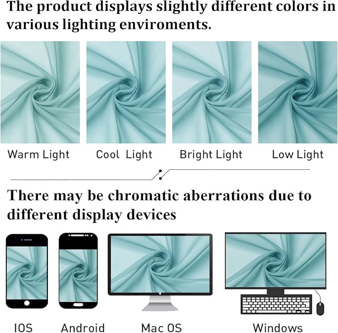 Lecloud Aqua Sheer Curtains for Living Room 96 Inches Long 2 Pcs, Dual Rod - Image 4
