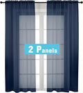 OVZME Navy Blue Sheer Curtains 2 Panel Sets 84" Inch Length by OVZME