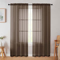 Chocolate Sheer Curtain for Bedroom Living Room 72 Inches Long 2 Panels Set by WelvetBLK
