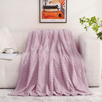 Puncuntex Light Purple Throw Blanket 60"×80" inches Fuzzy 3D Jacquard - Image 2