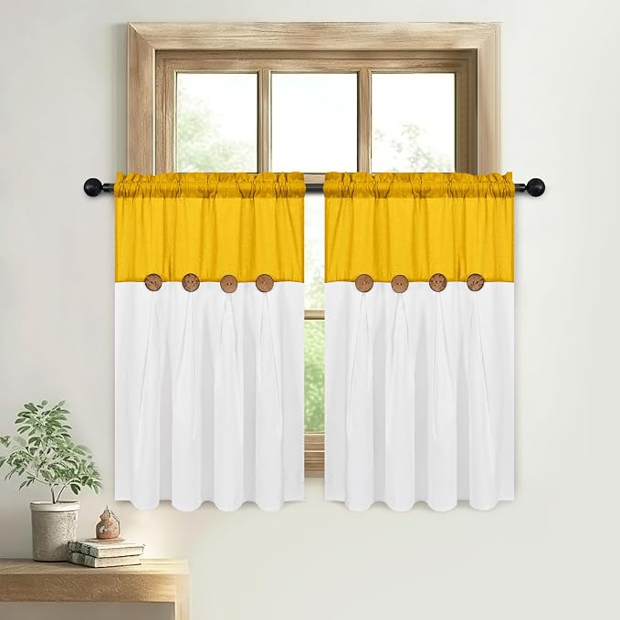 FRAMICS Farmhosue Kitchen Curtains 36 Inch Length, Rustic Cotton Linen Tier - Image 8