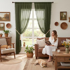 WAZZIO Boho Lace Curtains 84 Inches 2 Panel, Light Filtering Privacy Tassel & - Image 3