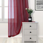 DWCN Christmas Burgundy Sheer Curtains Semi Transparent Voile Rod Pocket - Image 3