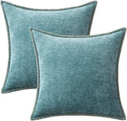 MIULEE Pack of 2 Couch Throw Pillow Covers 16x16 Inch Smoke Blue Farmhouse - Image 6