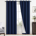 Yakamok Navy Blue 100% Blackout Curtains 96 Inches Long Thermal Insulated by Yakamok