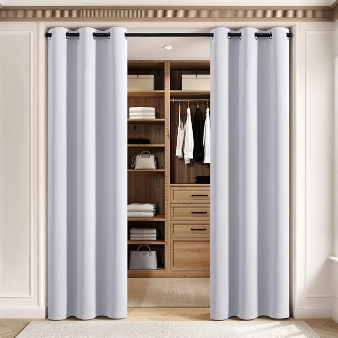 MIULEE Blackout Door Curtain Set of 2, 34 x 80 Inch Greyish White Thermal - Image 4