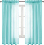 DWCN Aqua Sheer Curtains Semi Transparent Voile Rod Pocket Curtains by DWCN