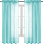 DWCN Aqua Sheer Curtains Semi Transparent Voile Rod Pocket Curtains by DWCN