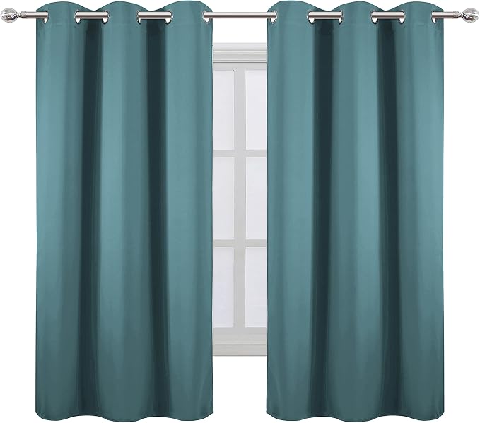 LEMOMO Sea Teal Blackout Curtains 40 x 63 Inch Length/Set of 2 Curtain - Image 2