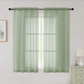Sheer Sage Green Curtains for Bedroom Living Room 54 Inch Length 2 Panels Set by WelvetBLK