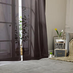 Lecloud Chocolate Sheer Curtains 78 Inches Long 2 Panels, Light Filtering Voile - Image 2