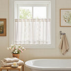 jinchan Belrose Linen Floral Kitchen Curtains 24 inch Length Embroidered - Image 9