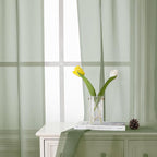 Lecloud Sage Green Sheer Curtains 84 Inches Long 2 Panels Set, Solid Voile - Image 7