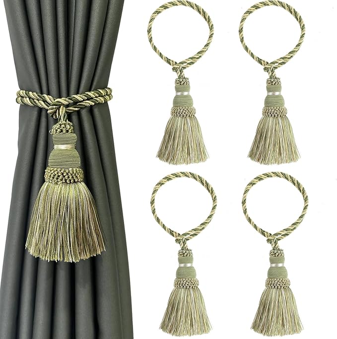 Fenghuangwu 4 Pack Curtain Tie Backs Rope Tassels by fenghuangwu
