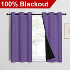 NICETOWN Lilac Purple 100% Blackout Curtains 45 inches Long, Thermal Insulated - Image 2