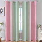 Estelar Textiler Sage Green and Pink Room Darkening Blackout Curtains 84 Inch - Image 2