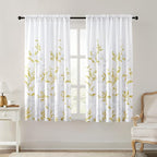 HOMEIDEAS Non-See-Through Gold and White Privacy Sheer Curtains 52 X 63 Inch by HOMEIDEAS