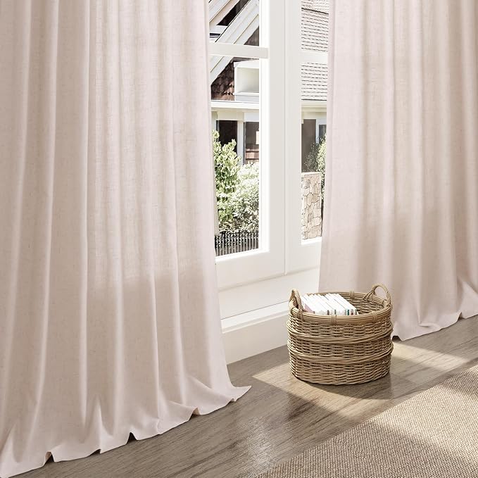 Nanspring Natural White Linen Curtains 84 Inch Length - Image 5
