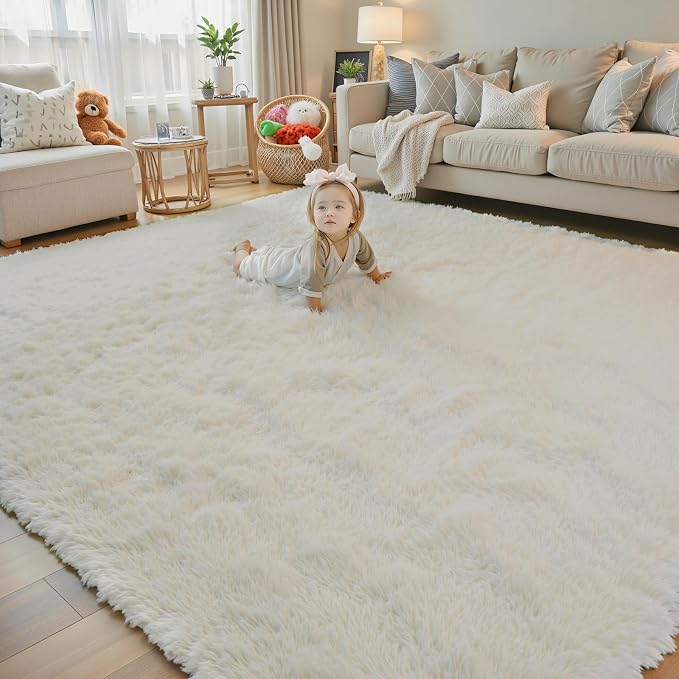 Area Rugs 9x12 Living Room, Shaggy Carpet Soft Plush Furry Bedside Rug Large - Image 3