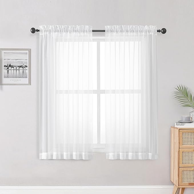 OWENIE Sheer Curtains, Rod Pocket Voile Fimly Sheer Drapes by OWENIE
