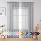 Simplebrand Light Grey Sheer Curtains 84 Inches Long, Light Filtering Rod by Simplebrand
