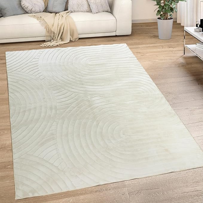Washable Area Rugs 5x7 Rugs for Living Room Light Beige Faux Rabbit Fur Rug for - Image 5