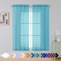 Simplebrand Turquoise Sheer Curtains 63 Inch Length 2 Panels, Rod Pocket Solid by Simplebrand