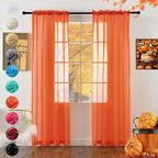 youleyar Solid Sheer Rod Pocket Curtain Voile Draperies 2 Panels White Beige by Youleyar