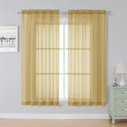 Simplebrand Gold Sheer Curtains, 2 Panels Set by Simplebrand