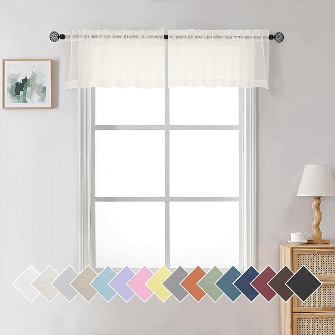 Aiyufneg Ivory Window Valances Sheer Curtains, Modern Top Dual Rod Pocket Light by Aiyufeng