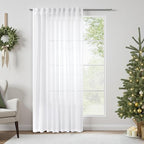 White Curtains 60 Inch Wide for Living Room Extra Large Linen Drapes Semi Sheer by Pitalk