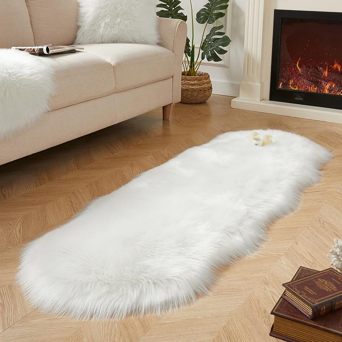 AMTOVO Faux Sheepskin Rug, 2 x 6 ft Faux Fur Rug - Image 4