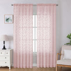 Lecloud Leia Blush Pink Sheer Curtains 96 Inches Long 2 Panels, Airy Leaf by Lecloud