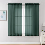 Chyhomenyc Hunter Green Sheer Curtains 54 Inch Long 2 Panels Set, Short Voile by Chyhomenyc