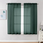 Chyhomenyc Hunter Green Sheer Curtains 63 Inch Length 2 Panels, Rod Pocket by Chyhomenyc