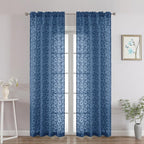 Chyhomenyc Dusty Blue Sheer Curtains 84 Inch Length 2 Panels Set, Light by Chyhomenyc