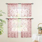HOMEIDEAS Blush Pink Sheer Kitchen Curtains 30 X 24 Inch Length 2 Panels - Image 5