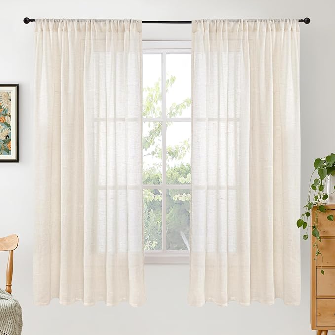 BGment Beige Linen Curtains 63 Inch Length by BGment