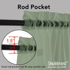 Simplebrand Sage Sheer Curtains 84 Inches Long, Light Filtering Rod Pocket - Image 2