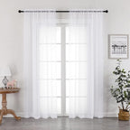 OWENIE White Sheer Curtains 72 Inches Long 2 Panels Set, Transparent Voile - Image 2
