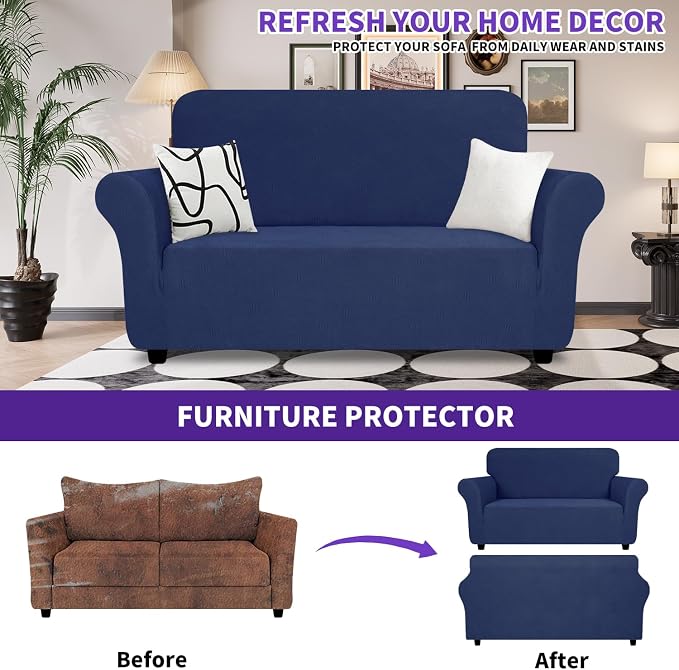 ZNSAYOTX Super Stretch Loveseat Covers, New Striped Love Seat Slipcover - Image 2